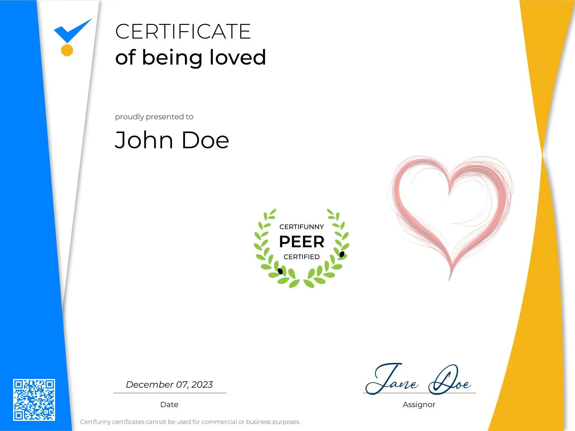 Being loved certificate